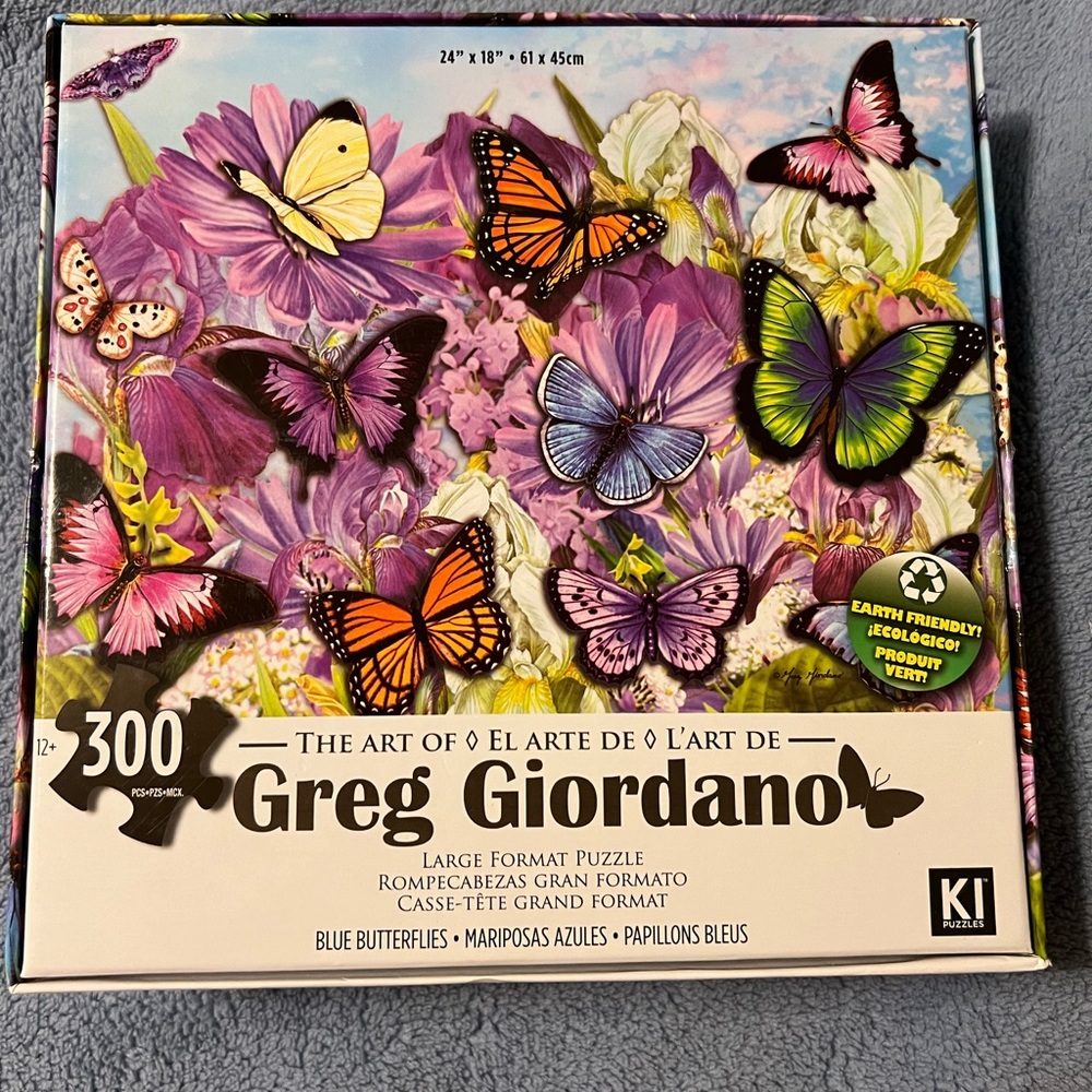 Greg Giordano large format puzzle blue butterflies 300 pieces